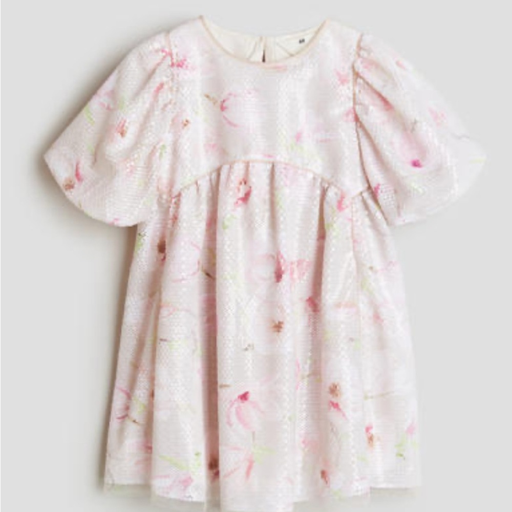 H&M Sequined tulle dress with puff sleeves